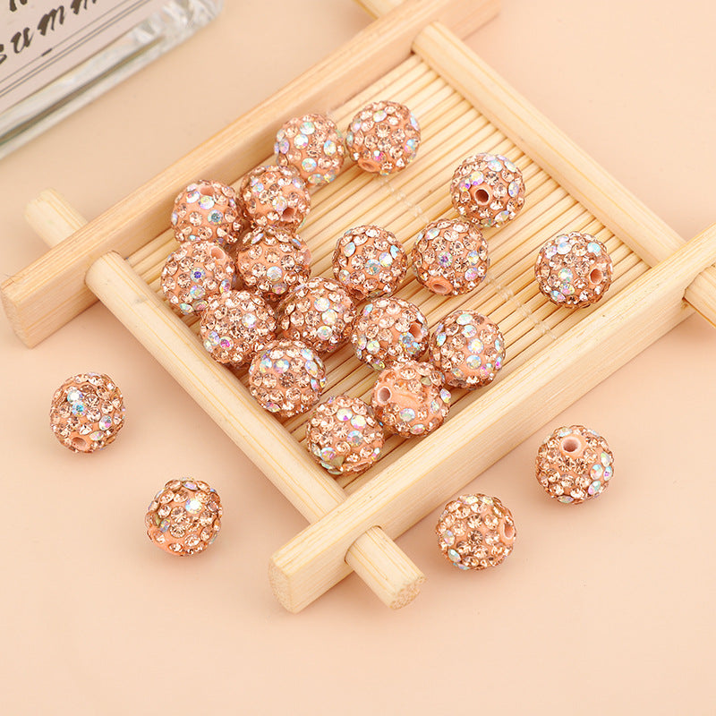 Wholesale10PCS Straight Hole Clay Drill Ball Beads DIY Hand Rhinestones Beads